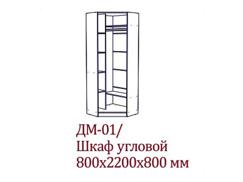 Шкаф угловой Вега СВ ДМ-01 800х2200х800 мм