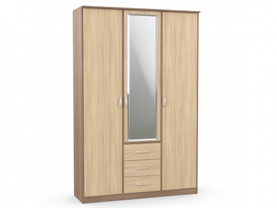 Шкаф комбинированный Дуэт Люкс 1500х450х2300 с зеркалом ясень шимо